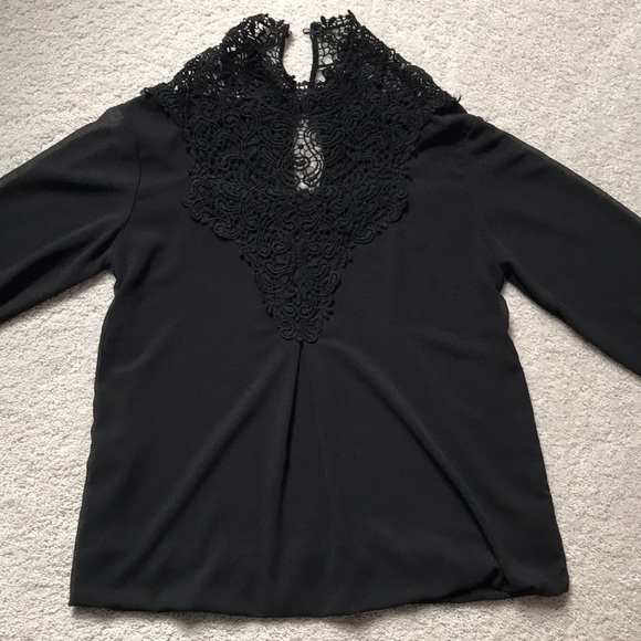 Vintage Sheer Fashion Long Sleeve Black Blouse - Picture 2 of 6